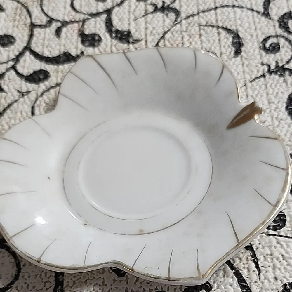 Elegant White and Gold Saucer